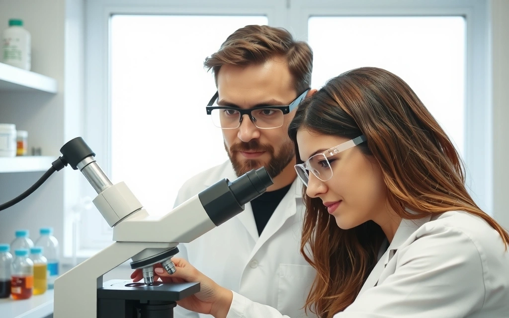 Científicos en un laboratorio realizando pruebas de calidad